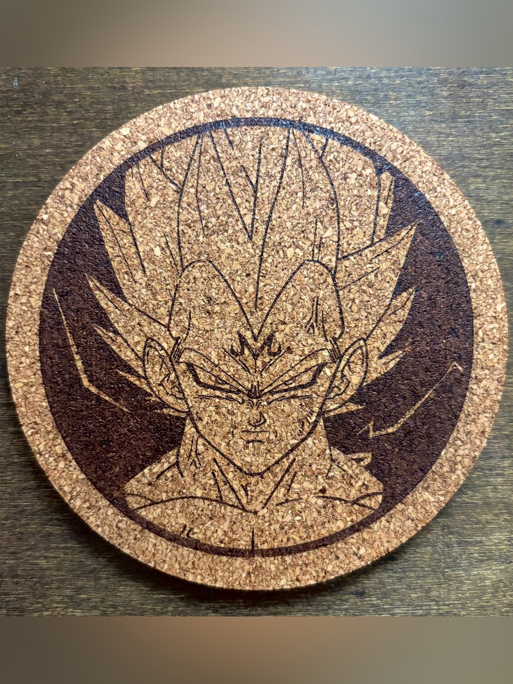 Dragon Ball Z Majin Vegeta Laser Engraved Cork Coaster